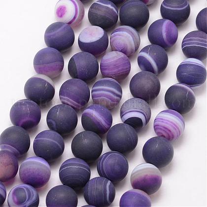 Natural Striped Agate/Banded Agate Bead Strands US-G-K166-12-8mm-02-1