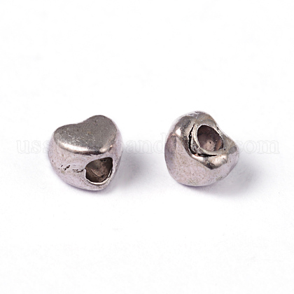 Tibetan Style Antique Silver Tone Heart Alloy Spacer Beads US-X-LFH10357Y-NF-1