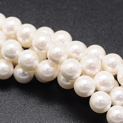 Shell Pearl Beads Strands US-BSHE-E008-6mm-12-1