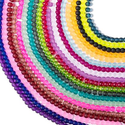 20 Colors Transparent Glass Beads Strands US-FGLA-X0002-01-6mm-1