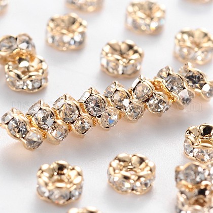 Brass Rhinestone Spacer Beads US-RB-A014-L4mm-01LG-NF-1
